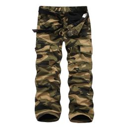 Fleece Cargo Pants Men Casual Loose Multi-pocket Trousers Men Winter Combat Camouflage Military Tactical Work Pant Male Clothing