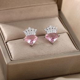Stud Stainless Steel Crown Diamond Earrings For Women Gold Girl Birthday Wedding Anniversary Fashion Jewellery GiftStud264q
