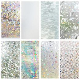 Window Stickers Wide 75/90 Cm Static Cling Decorative Film Stained Glass Sun Blocking Tint 3D Insulation Decals