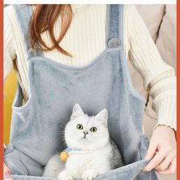 Cat Carriers Holder Carrier Apron Velvet Pet Sleeping Chest With Pocket For Holding Grey