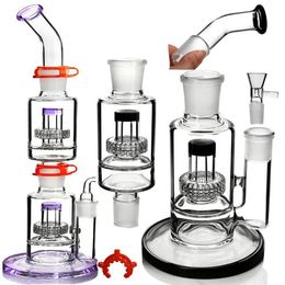 17.3 inches a set glass bongs water pipes Ash catcher two functions Percolator recycle oil rigs concentrate heady dab 18 mm joint bong