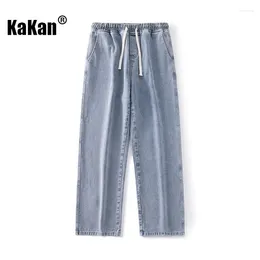 Men's Jeans Kakan - Wide Leg Elastic Waist Korean Youth Mid Versatile K026-110