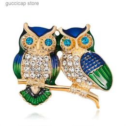 Pins Brooches Lovely Owl Brooches Korean Trendy Rhinestone Brooch Badge Pin Bird Animal Party Casual Suit Decoration Badge Women Corsage Gifts Y240329