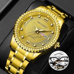 Full automatic watch Mens calendar waterproof luminous fake mechanical watch inlaid with brick Tiktok Kwai