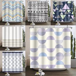 Shower Curtains Modern Simple Style Curtain Line Geometric Plaid Waterproof Polyester Bath Bathroom Decor With Hooks