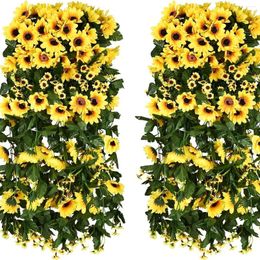 Decorative Flowers 80cm Simulated Sunflower Vine Indoor Outdoor Wall Decoration Artificial Wedding Floral Arch Birthday Party Decor