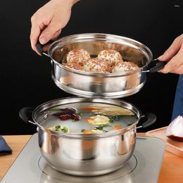 Double Boilers Stock Pot Soup Stainless Steel Bucket Cooking Steamer Cookware Stew Canning Sauce With Lid