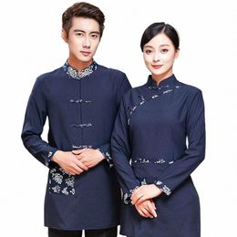 chinese Restaurant Waiter Uniform Women Hotpot Waitr Uniform Hotel Work Uniform Catering Chef Cafe Staff Work Wear R9DL#