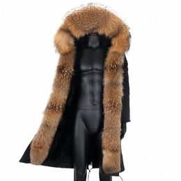 winter Men Coat Real Fur Jacket X-Lg Parka Waterproof Large Natural Racco Fur Collar Thick Warm Outerwear Fi Streetwear 42IX#