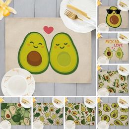 Table Mats Fruit Avocado Cotton Linen Kitchen Placemat Green Tropical Pad . Plant Dining Bowl Cup Coffee