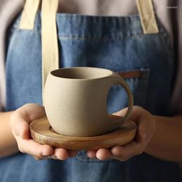 Mugs Exquisite Afternoon Tea Coffee Cup Ceramic Personality Simple Water Household Breakfast Milk Oat Drink Mug With Wooden Tray