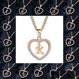 Pendant Necklaces 925 Sier Love Heart Alphabet Initial Necklace 26 Letters American European Diamond Jewelry Gift Drop Delivery Pendan Dhehk