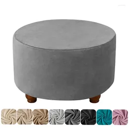 Chair Covers Elastic Velvet Round Ottoman All-inclusive Solid Colour Footstool Slipcovers Bedroom Spandex Stretch Footrest Stool