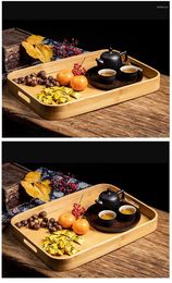 Tea Trays Bamboo Wooden Tray Chinese Solid Household Board Home Restaurant Portable Long Tableware