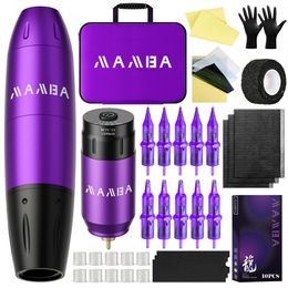 MAMBA Professional Wireless Tattoo pen Kit Rotary Pen for Body Art Permanent Makeup Machine Set 240322