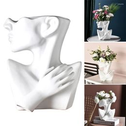 Vases 1pc Nordic Creative Ceramics Vase Human Head Abstract Half Body Flower Pot Arrangement Modern Room Decor