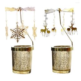 Candle Holders 2 Pcs Revolving Lantern Holder Christmas Candlestick Glass For Metal Dinner Table Decor Decorative Tea Light