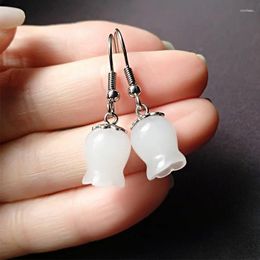 Dangle Earrings Elegant Tulips Simulated Nephrite Carving Flower Drop For Women Cocktail Party Jewelry Gifts