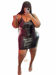 plus Size Dres 5xl Woman Clothing Plus Leather Bodyc Dr Pu Clubwear Sling Sexy Short Dr Wholesale Bulk Dropship 28Am#