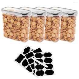 Storage Bottles Air Tight Food Containers Set Of 4 Transparent Airtight Cereal Boxes With Pour Spout Stickers 2.5l Leakproof For Pantry