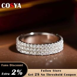 Wedding Rings COSYA 925 Sterling Silver Full Moissanite Ring Hip Hop Rings For Women Men Couple Eternity Band Engagement Wedding Fine Jewely 24329