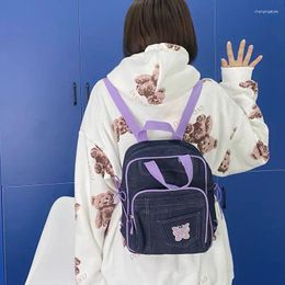 School Bags Y2k Vintage Denim Women's Backpack Large Capacity Student For Girls Casual Ladies Travel