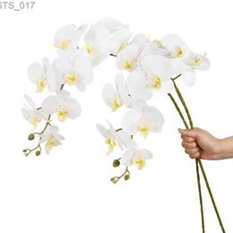 Decorative Flowers Wreaths 9Heads 100cm Artificial Butterfly Orchid Flowers Real Touch Moth Orchids Fake Flower for Wedding Festival Party Home DecorationL2403