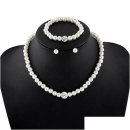 Pendant Necklaces Isang Trendy Elegant Pearl Wild Fashion Designer Jewelry Set Womens Necklace Bracelet Earrings Bridal Drop Delivery Dhjbw