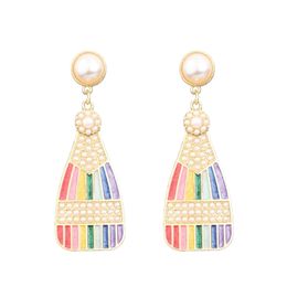 Dangle & Chandelier Ins Fashion Creative Rainbow Colour Wine Bottle Earrings Women Girls Sweet Korean Style Pearl Rhinestone Earring G Dhieh