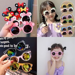 Children's cartoon sunglasses bow shade shade sunblock candy-colored baby cat glasses toy for girls