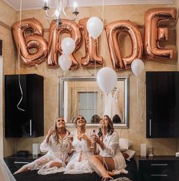 Party Decoration 5Pcs Rose Gold Bride To Be Letter Foil Balloons Wedding Baby Shower Valentines Day Love Gift Supplies