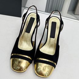 Spring Summer New Dew Heel Sandals Renowned Female Designer Luxury Customised Lamb Skin and Sheep Tendon Fabric Material Slippers Classic Leather Sole High Heels