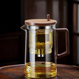 GIANXI Heat Resistant Glass Teapot One-button Filtering Kettle Chinese Heatable Filter Kung Fu Tea Puer Tea Set 240315