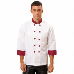 chef's Unisex Work Uniform Mens Women Chef Shirt Cook Jacket Coat Kitchen Hotel Restaurant Canteen Waiter Cake Shop Cafe Costume R9eE#