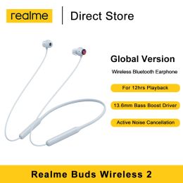 Headphones Realme Buds Wireless 2 Earphone Active Noise Cancellation LDAC HiRes Audio 13.6mm Bass Boost Driver IPx5 Sport Game Earbuds
