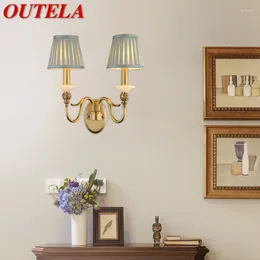 Wall Lamp OUTELA American Brass Indoor Living Room Bedroom Bedside Retro El Corridor Hallway