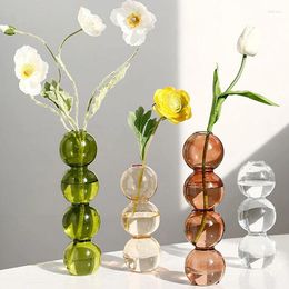 Vases Nordic Clear Glass Bubble Vase INS Flower Arrangement Modern Creative Spherical Home Decoration Birthday Gift Pots
