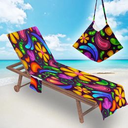 Chair Covers Fashion Printed Beach Lounge Cover Towel Outdoor Portable Garden Swimming Pool Sunbath Lazy Mat With Pocket