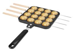 16 Holes NonStick Takoyaki Grill Pan Molde Cooking Grill Baking Pan With 4Pcs Baking Needle Cast Aluminum Takoyaki Baking Tray T23492467