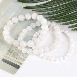 Natural Moonstones Stone Bracelet Beads Jewellery Gift For Men Magnetic Health Protection Women Elastic Thread 6 8 mm 240315