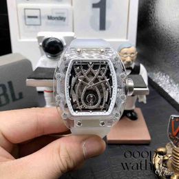 Luxury Mens Mechanical Watch Wine Barrel Rm19-01 Fully Automatic Crystal Case Tape Wristwatch Men Swiss Movementss