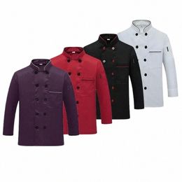 western Hotel Chef Jacket Food Service Lg Sleeved Restauant Chef Uniform Double Breasted Chef Clothing Kitchen Cook Wear 89 O397#