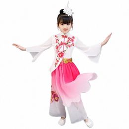 yangko Dance Clothing for Girls Children's Classical Chinese Natial Dance Costumes Hanfu Clothing Umbrella Dance Clothing Wear t6od#