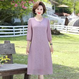 Plus size 5XL Spring Summer Mulberry Silk Midi Dresses Vintage half sleeve Print Runway Dress Elegant Women loose Party Vestido 240325