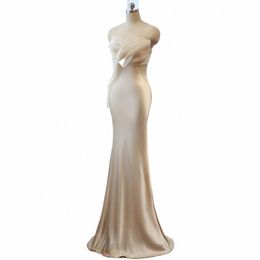 elegant Lg Prom Evening Guest Party Mermaid Trailing Dres for Women 2022 Summer Satin Sexy Strapl Slim Cocktail Dr g8ep#