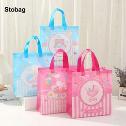 Storage Bags StoBag 12pcs Baby Shower Birthday Non-woven Tote Fabric Gift Package Kids Waterproof Reusable Pouch Party Favours