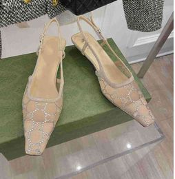 Sandals Designer Sling Back Summer Fashion Women Luxury Rhinestone Wedding Sandles Sliders High Heels Fashion Shoes 3255