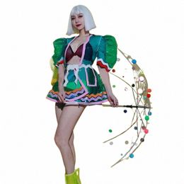 bar Nightclub DJ DS Pole Dance Outfit Colourful Transparent Stripe Dr Sexy Sequin Dr Women Gogo Costume Rave Outfit XS5763 61Xj#