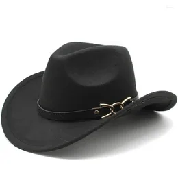Berets Vintage Unisex Wide Brim Fedora Hat Cowboy Girl Western With Tassel Woven Size 58-59cm