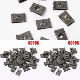 Upgrade 50Pcs Metal U-Type Clips For Car Bumper Fender Trim Panel Fastener Anti-Rust Protection Clip Leaf Board Grommet Clamp